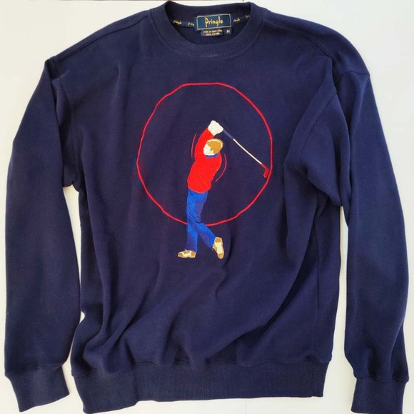 VINTAGE Pringle of Scotland SZ MED Golf Sweater Sweatshirt Golfer Swing - Picture 1 of 2